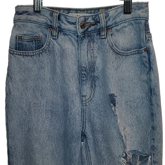 Pacsun Light Wash 90's Boyfriend Straight Frayed Distressed Ripped Jeans 24 - Picture 4 of 10